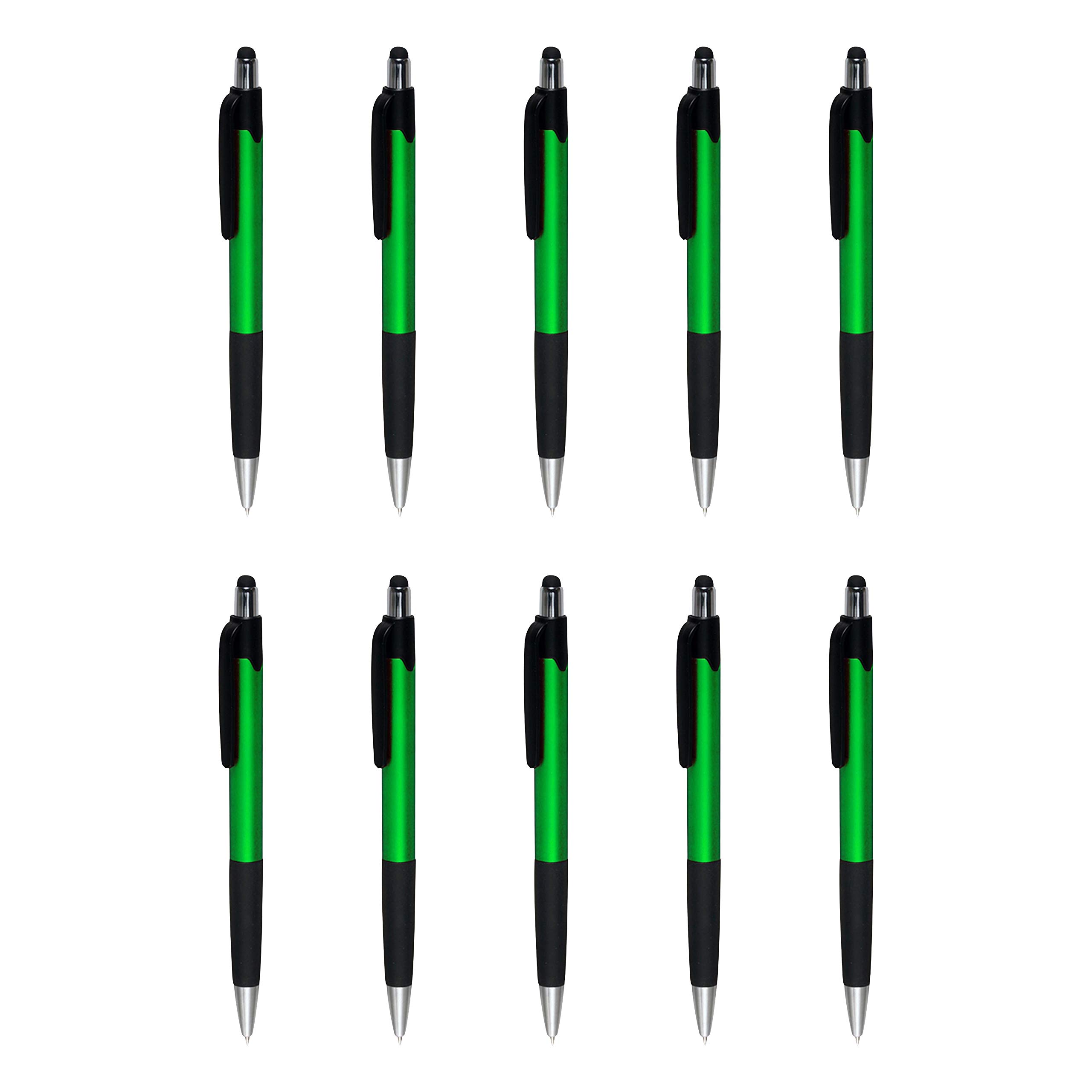 10 Pack Touch Screen Stylus Pens - Metallic Green Plastic Stylus Pens for iPad, Tablet, Drawing & Note Taking