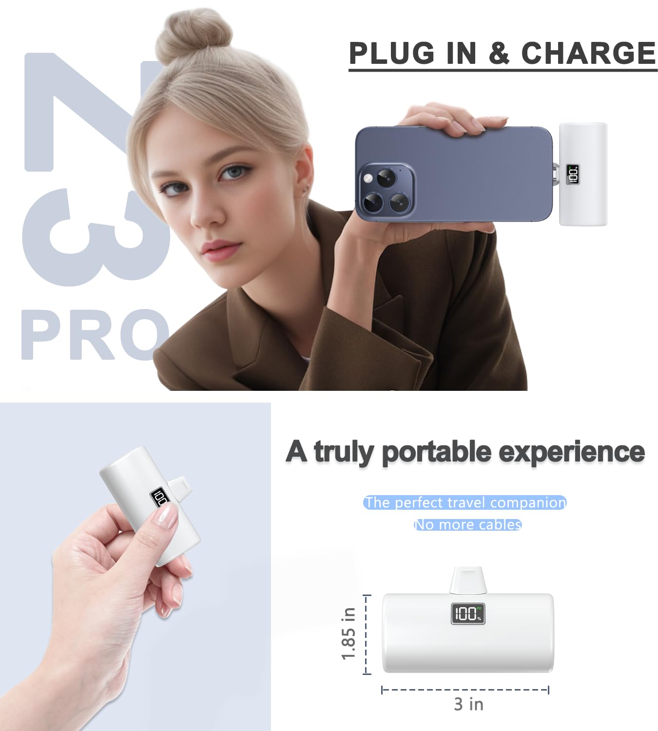 6000mAh Portable Charger for iPhone 15 & Android - 20W Fast Charging USB-C Power Bank | Compact Phone Charger for iPhone 15 Pro/Plus/Max, Samsung, Huawei | Perfect for Travel, Camping & Emergency Backup (Purple)