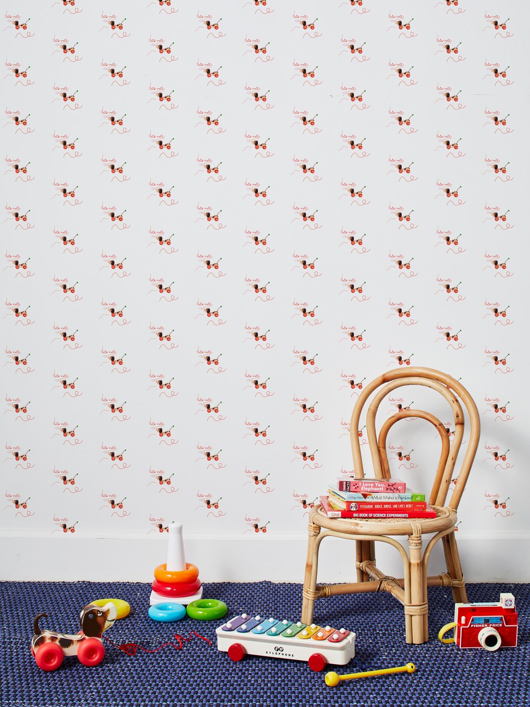 Fisher Price™ 'Let's Roll' White Wallpaper for Kids - Perfect for Nursery, Playroom & Bedroom Decor