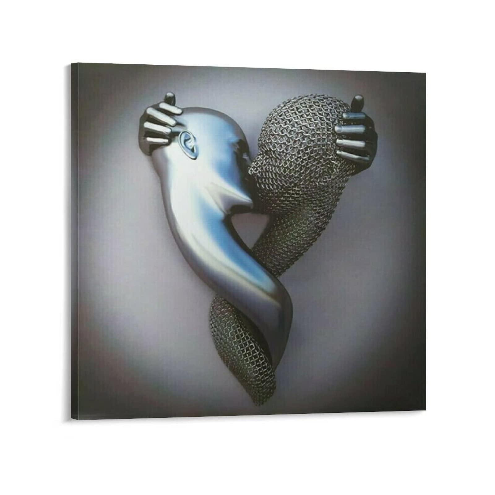 AUCCGL Coerni Abstract Metal Figure Sculpture - Modern Canvas Wall Art Painting Poster (28x28inch/70x70cm) for Living Room, Bedroom & Office Decor - Aesthetic Home & Office Decoration