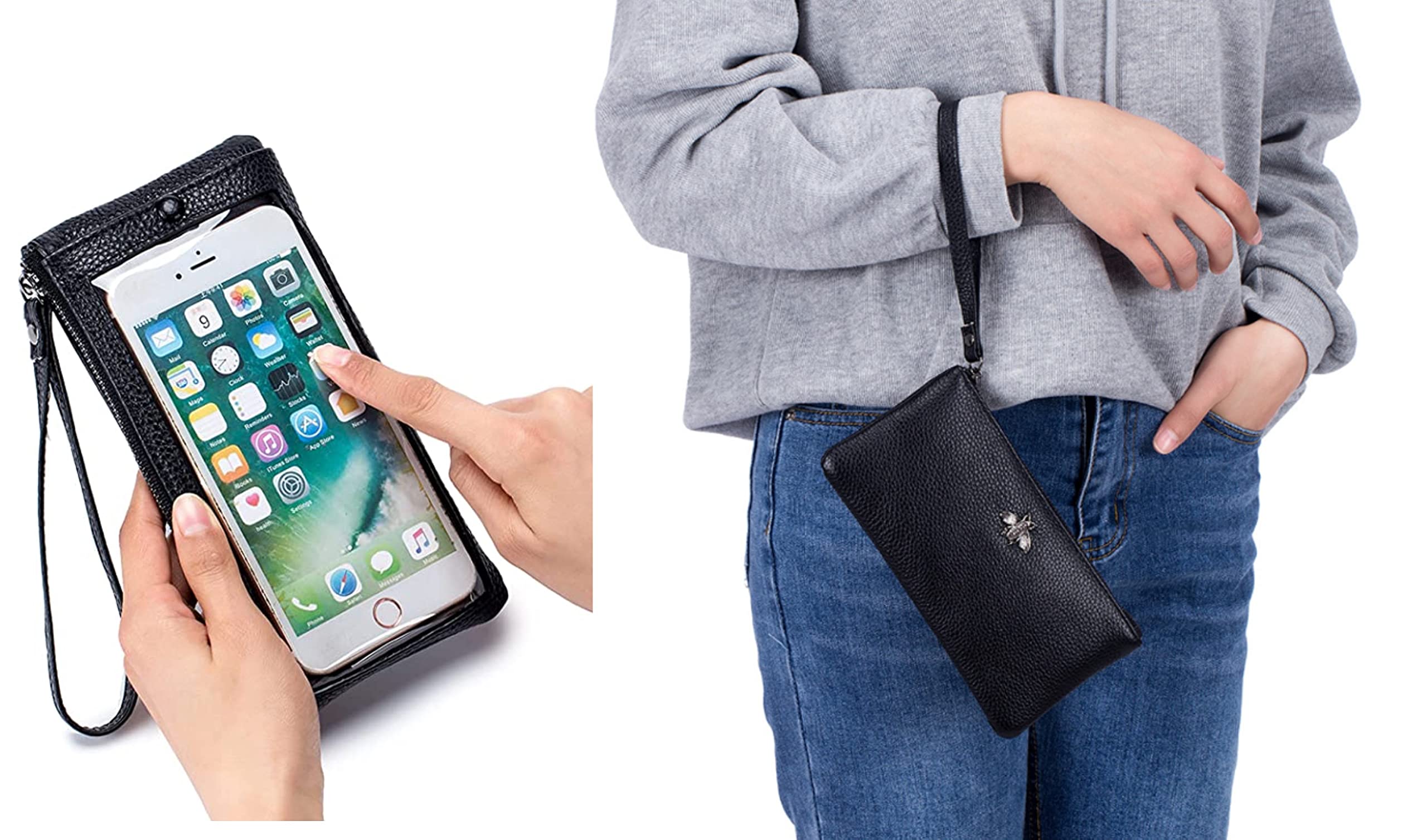 Genuine Leather Touch Screen Phone Clutch Bag for Women - Stylish Wristlet Handbag & Wallet with Card Slots - Perfect for Parties, Shopping, and Everyday Use