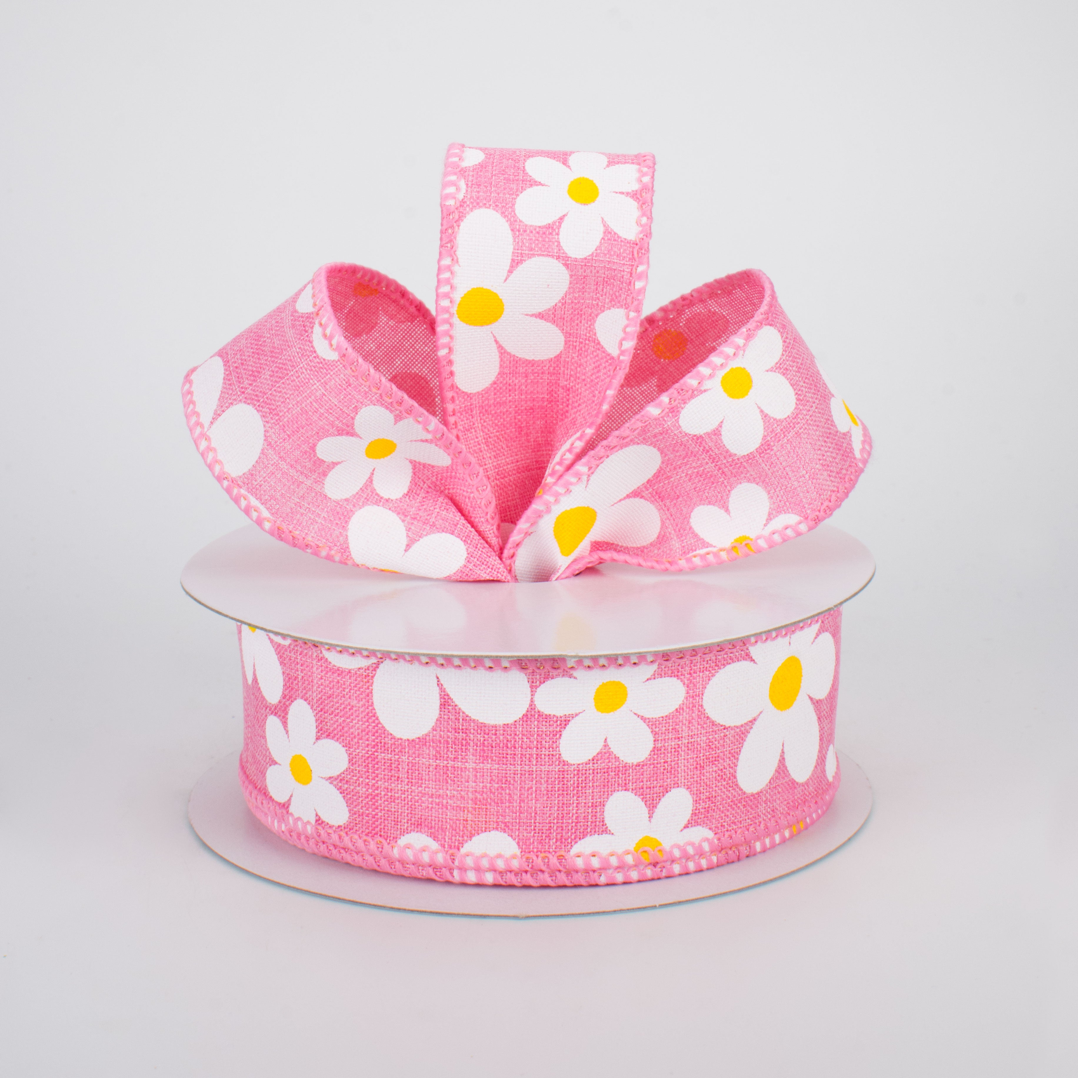 1.5 Inch Daisy Print Ribbon - Pink Floral Ribbon for Gift Wrapping, DIY Crafts, Hair Bows (10 Yards) | Perfect for Party Decorations, Scrapbooking & Wedding Favors