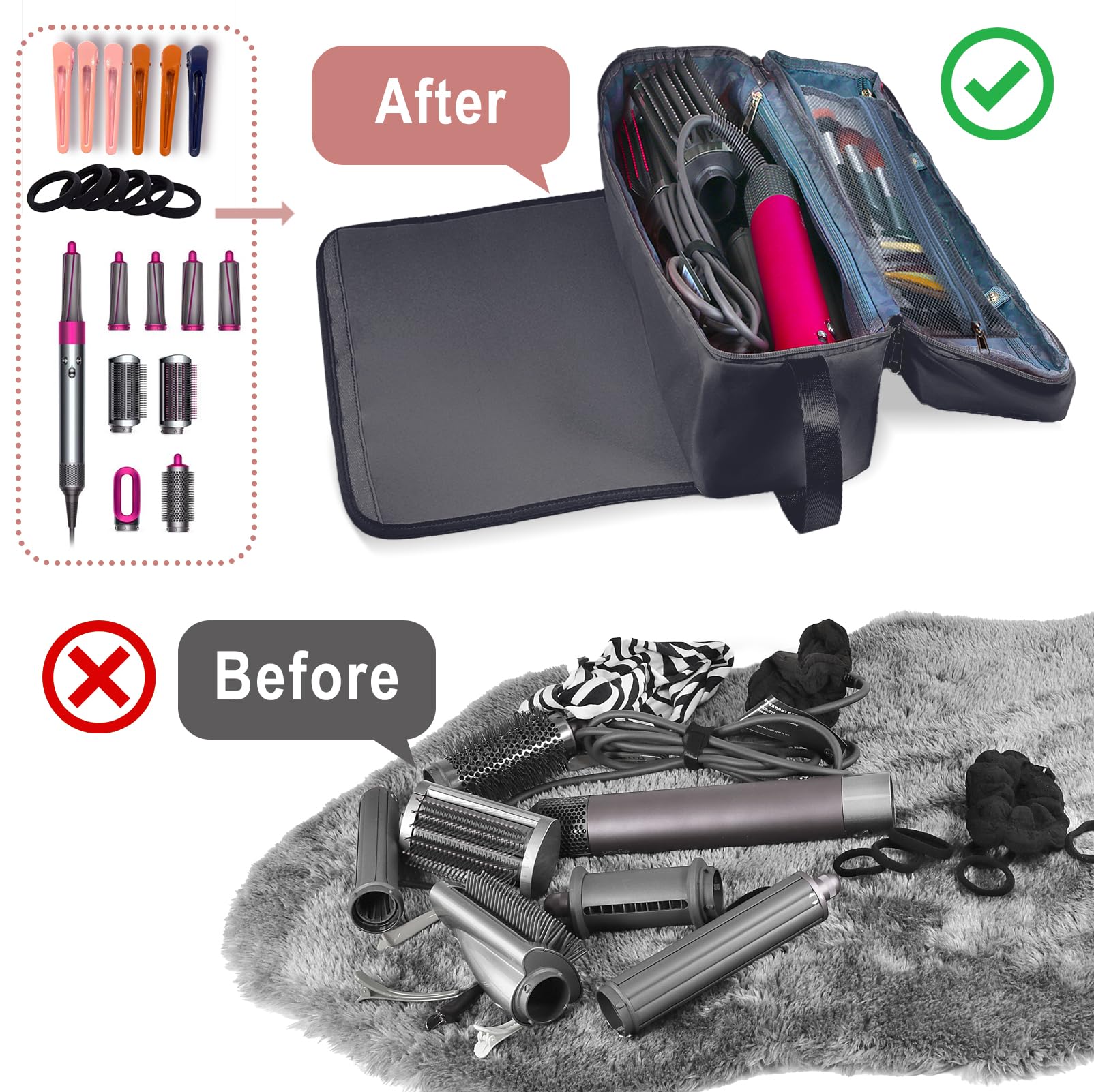 Heat Resistant Hair Tools Travel Bag for Styling Essentials - Perfect for Women's Travel & Salon Use