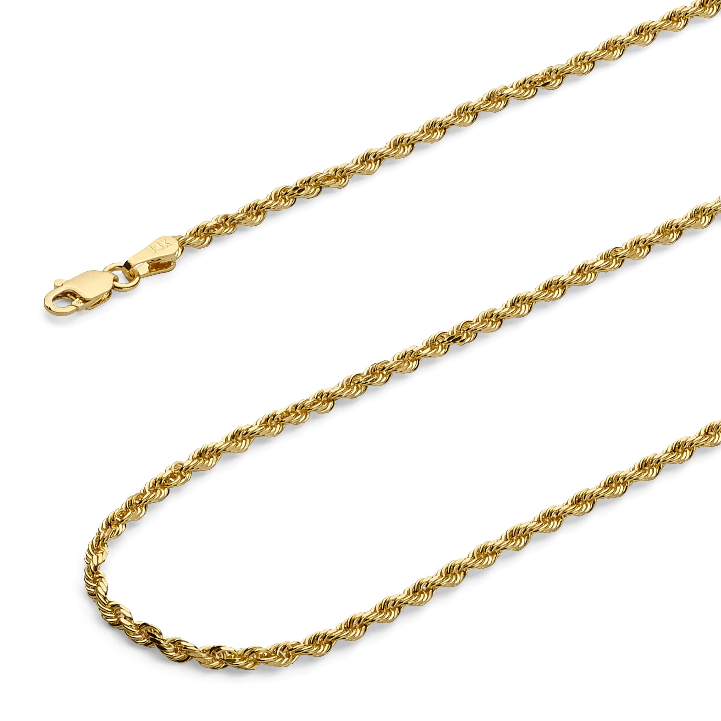 14K Solid Gold Heavy Rope Chain Necklace for Men & Women - Durable 14 Karat Real Gold Rope Chain - Perfect for Everyday Wear, Layering, and Special Occasions