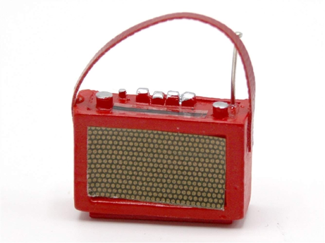 Vintage 1960s Red Transistor Radio Miniature - 1:12 Scale Dollhouse Accessory for Retro Room Decor & Collectors Display