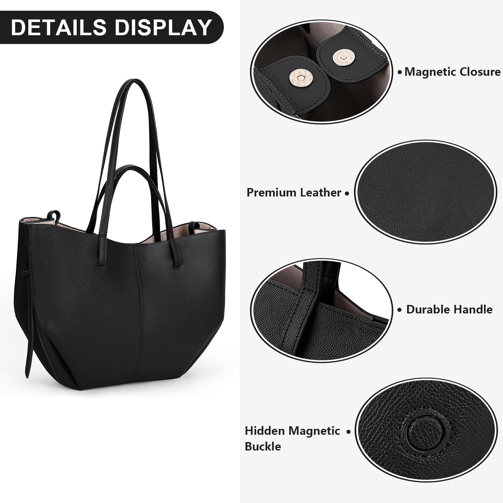 Stylish Faux Leather Tote Bag for Women - Professional Work Bag with Magnetic Closure - Trendy Shoulder Purse for Office, Commuting & Business Travel