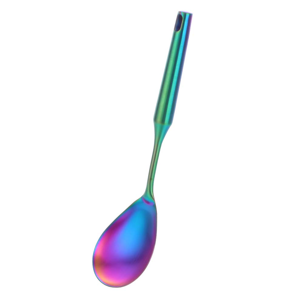 BuyGo Stainless Steel Rice Paddle Scoop - Rainbow Colored Matte Finish Kitchen Utensil - Heat Resistant & Dishwasher Safe - Perfect for Serving Rice, Stirring, and Cooking in Pots & Pans