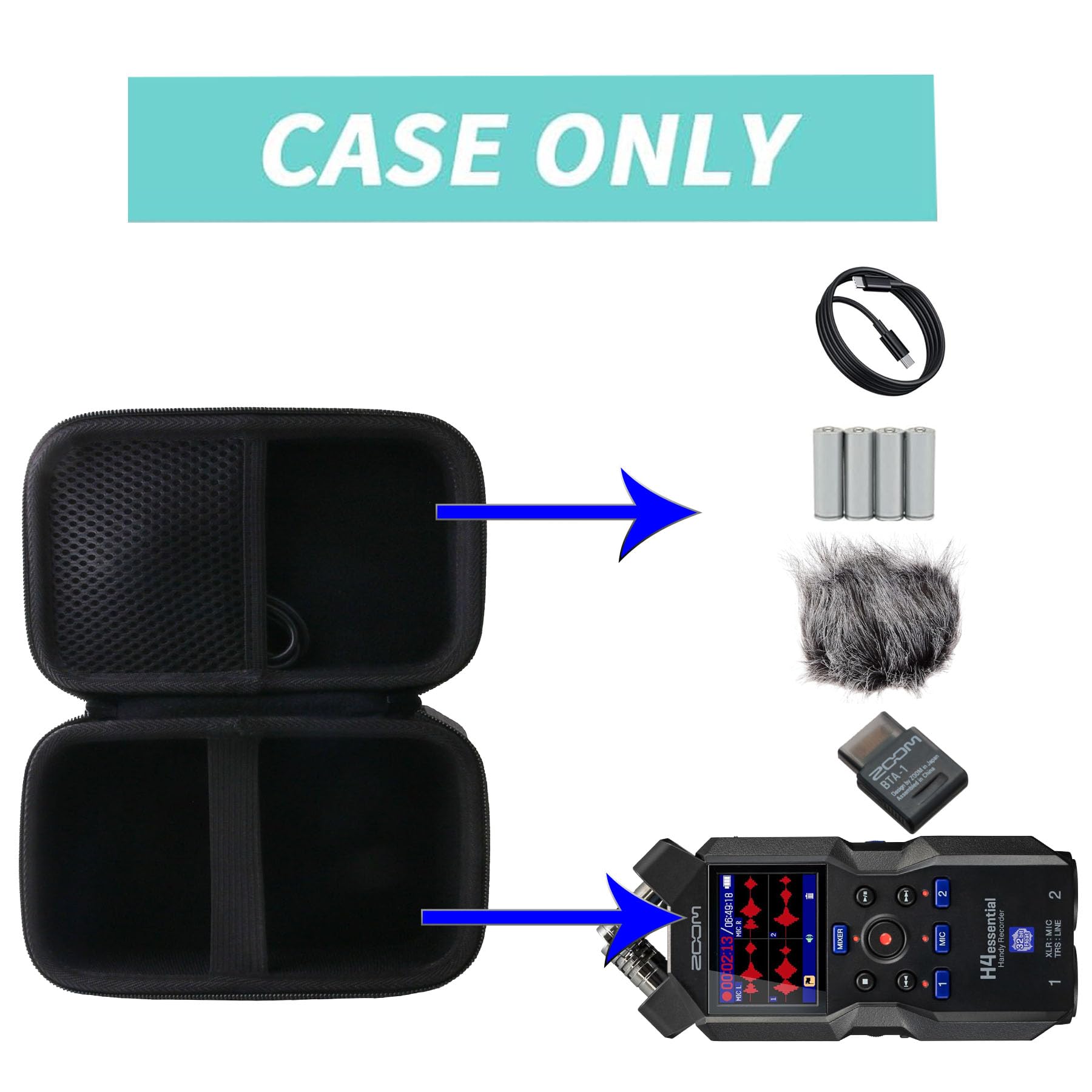 WERJIA Durable Hard Carrying Case for Zoom H4n Essential Portable Audio Recorder - Protective Storage Solution for Field Recording, Podcasting & Music Production