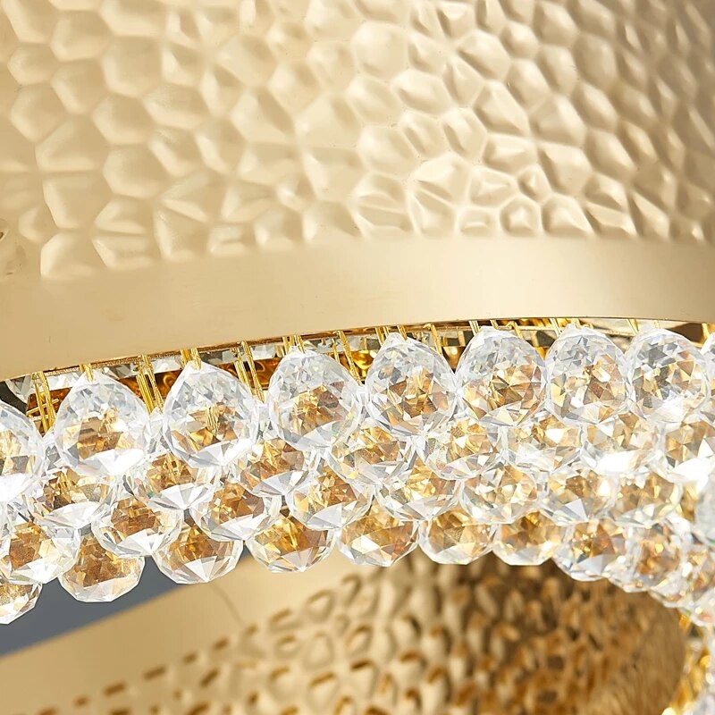 Elegant Gold Crystal Chandelier - Luxury Ceiling Light Fixture for Dining Room, Living Room & Bedroom Decor