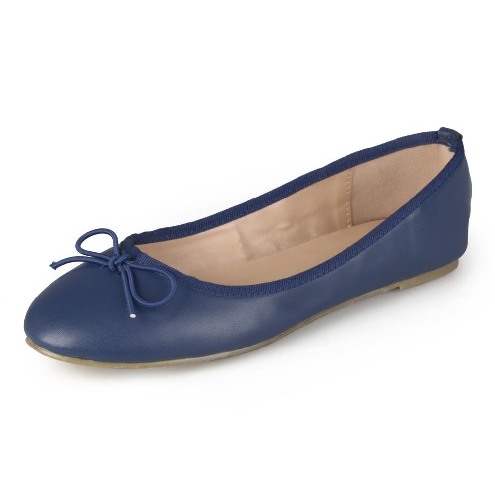 Journee Collection Women's Vika Slip On Round Toe Ballet Flats - Comfortable Dress Shoes for Work & Casual Wear - Navy Blue Size 7.5 - Perfect for Office, Commuting & Everyday Outfits