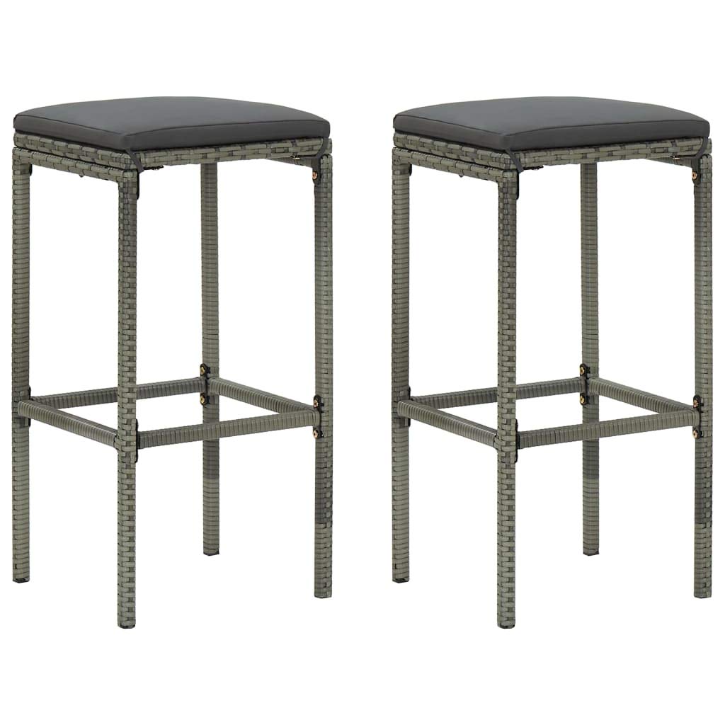 vidaXL 2/3/4/6-Piece Bar Stool Set with Cushions - Woven Poly Rattan Counter Height Stools for Kitchen Island, Breakfast Bar & Outdoor Patio - Multiple Colors Available