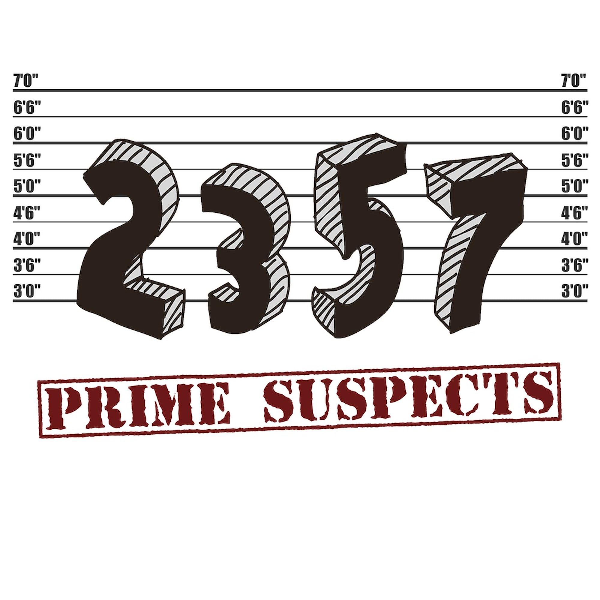 Prime Number Suspects Women's Long Sleeve T-Shirt | Funny Math Graphic Tee | Lightweight Casual Top for Everyday Wear & Nerdy Gift Ideas