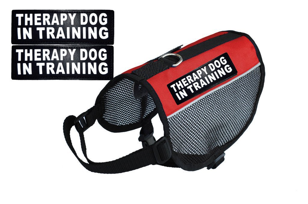 **Therapy Dog Mesh Vest Harness - Breathable Nylon Cooling Comfort with 2 Reflective Training Patches (Adjustable 15-20