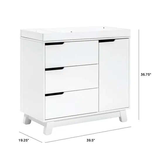 Babyletto Hudson 3-Drawer Changer Dresser in White - Modern Nursery Furniture for Diaper Changing & Storage