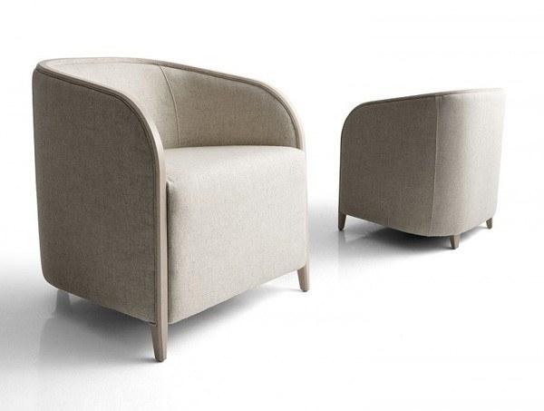 Bross Brig Armchair - Modern Accent Chair for Living Room, Bedroom & Office - Stylish Comfortable Upholstered Lounge Chair with Wooden Legs
