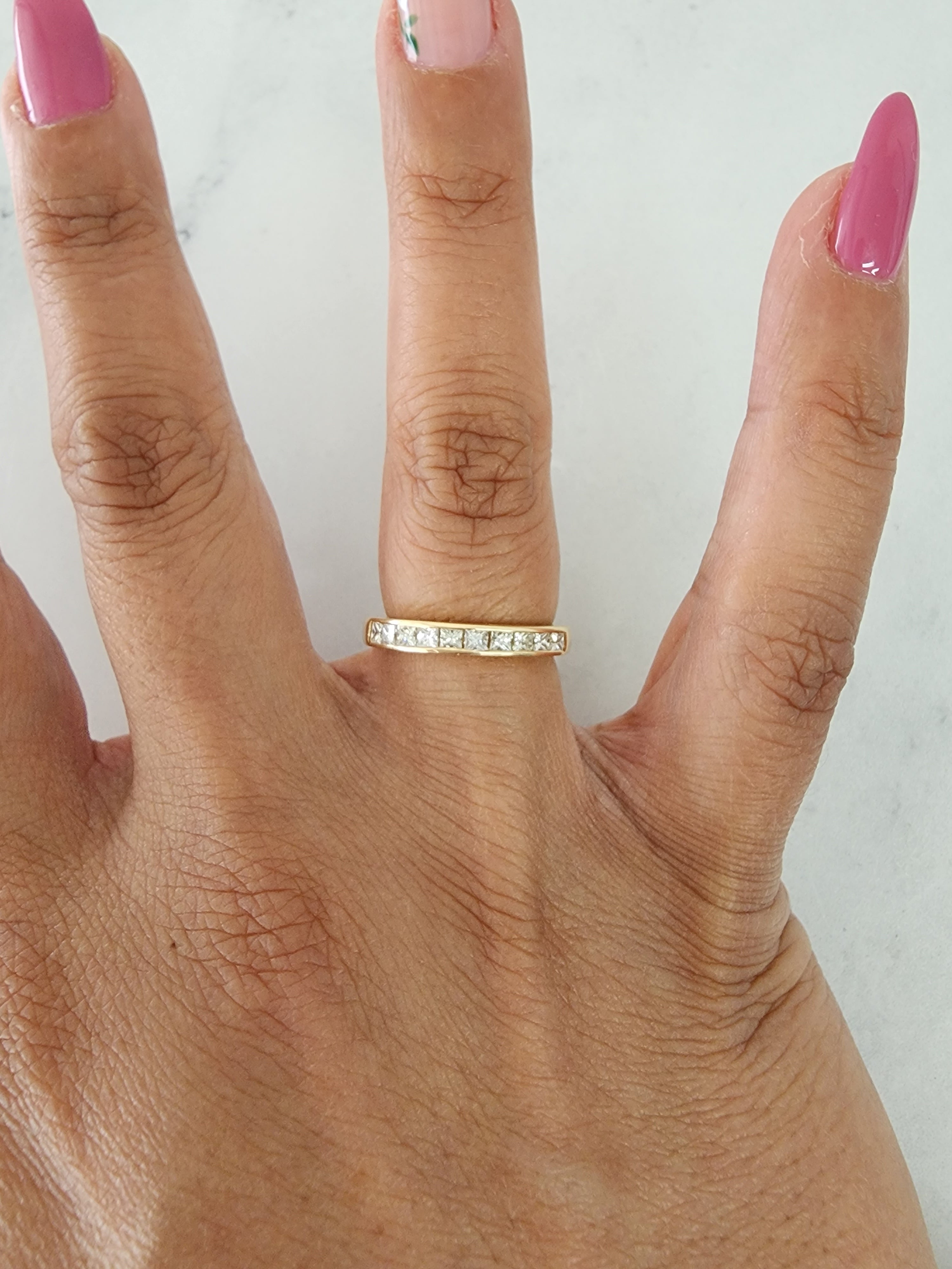 Princess Cut Diamond Wedding Band Ring - 14k Yellow Gold Engagement Ring for Women - Perfect for Proposals, Anniversaries & Bridal Jewelry
