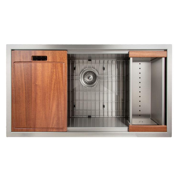 ZLINE Garmisch 33-Inch Undermount Single Bowl Stainless Steel Kitchen Sink - Scratch Resistant, Includes Bottom Grid & Accessories (SLS 33S) - Perfect for Modern Kitchens, Remodeling & Chef-Grade Food Prep