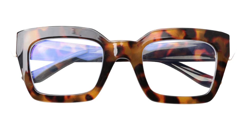 SOOLALA Unisex Blue Light Blocking Glasses - Square Computer & Reading Glasses with Anti-Glare Protection - Perfect for Office Work, Gaming & Screen Time
