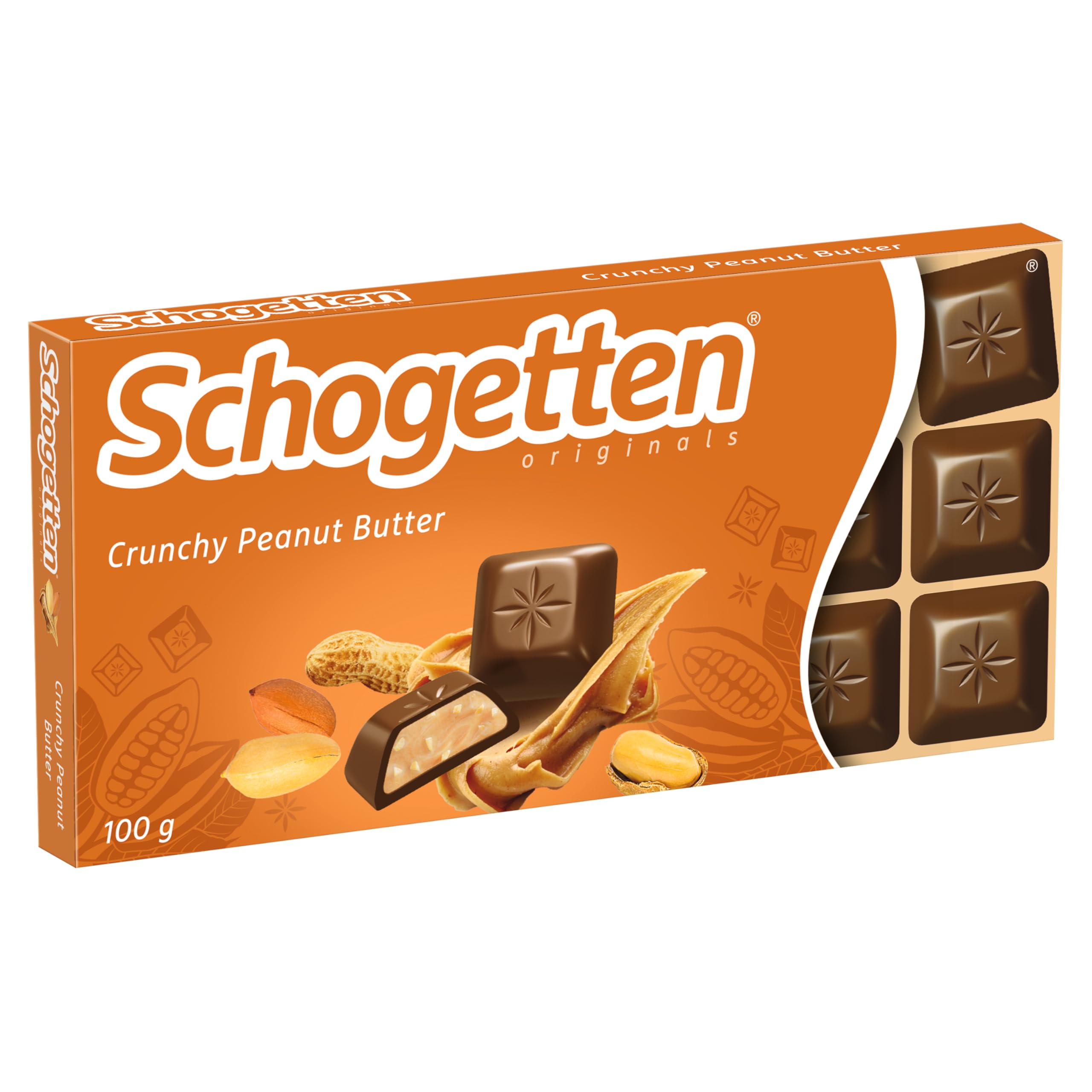 Schogetten Crunchy Peanut Butter Chocolate Bar 100g - Individually Wrapped for Convenience - Perfect for Snacking, Gifts & Dessert Toppings
