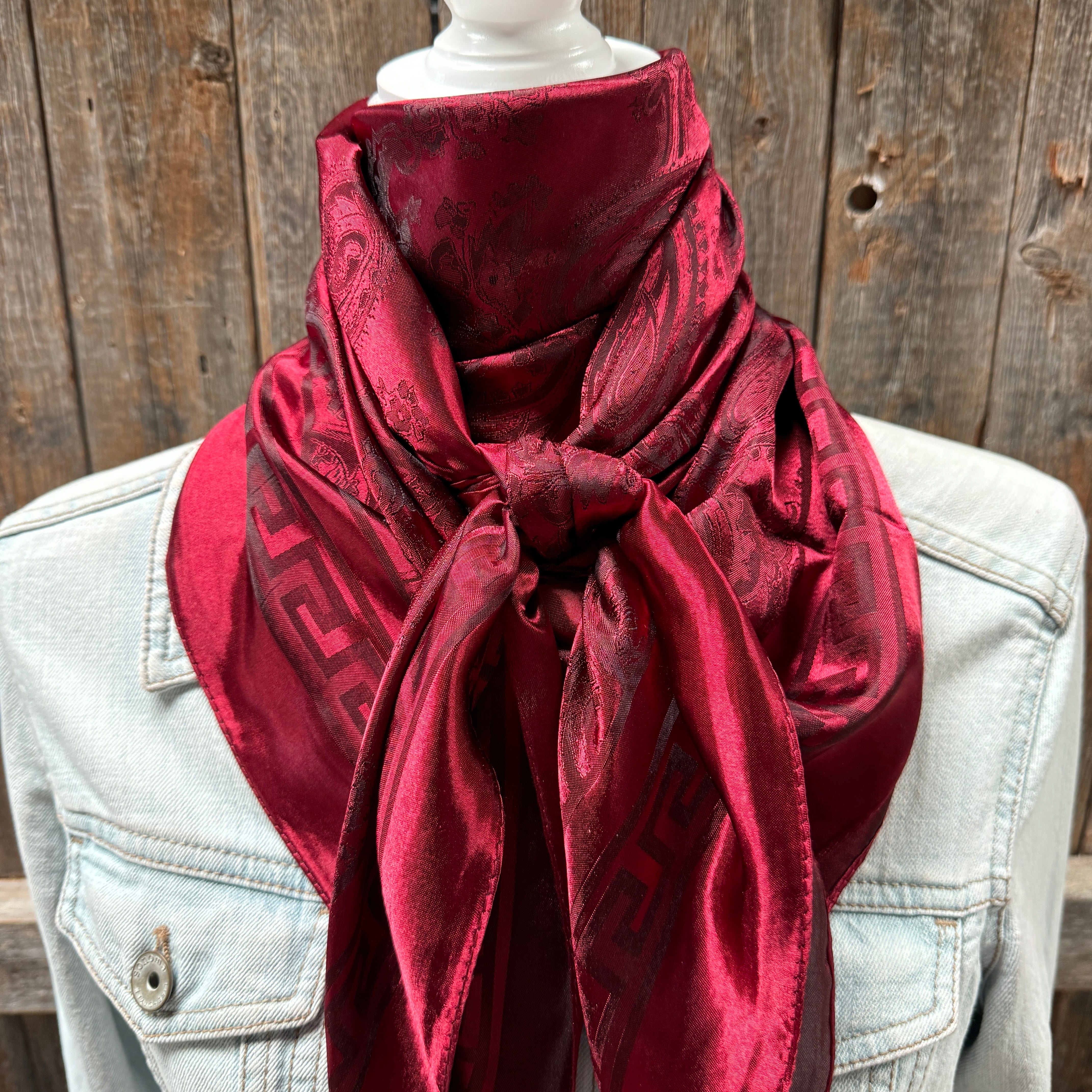 35X35 Burgundy Jacquard Wild Scarf WR4001 - Stylish Western Bandana for Cowboy, Cowgirl & Horse Riders - Perfect for Rodeo, Ranch Work & Outdoor Adventures