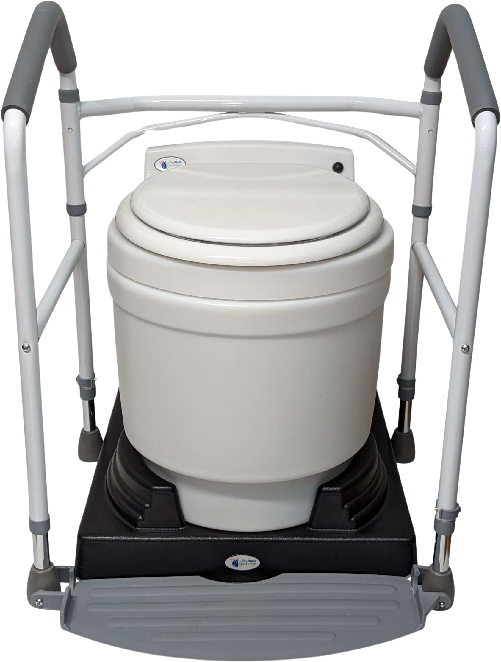 Laveo Dry Flush DF1002 Portable Toilet with Handrails & Lift Tray - Waterless, Odor-Free Camping & RV Toilet for Home, Travel & Emergency Use