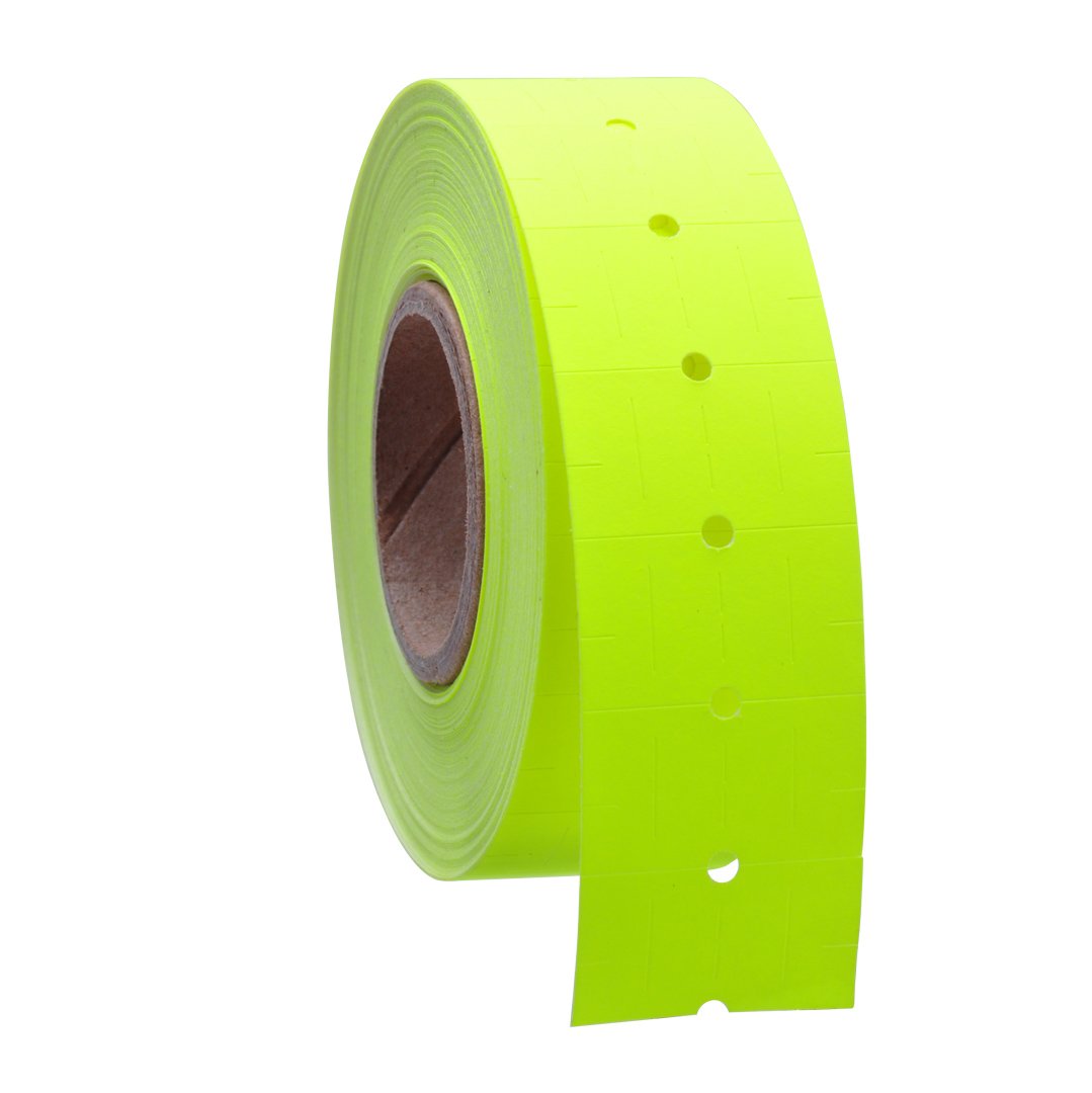 16 Pack Fluorescent Chartreuse Labels Compatible with Avery Dennison/Sato M1 'Mighty One' Price Guns - Includes Free Ink Roll - Perfect for Retail Pricing, Inventory Management & Warehouse Organization