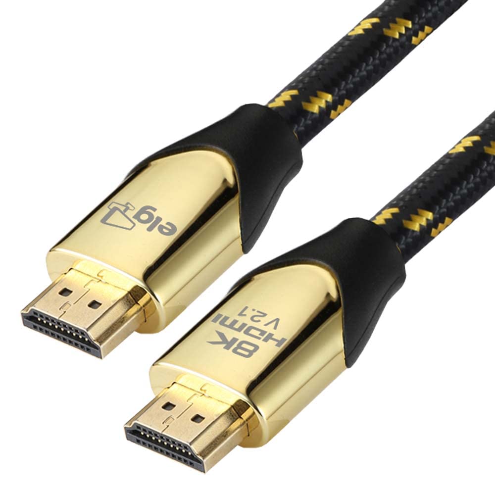 ELG 8K Certified HDMI Cable 2.1 48Gbps 6.6FT/2M - Ultra High Speed 8K@60Hz, 4K@120Hz, 144Hz - 24K Gold Plated Connectors with eARC, Ethernet, VRR, TrueHD, DTS-X, Dolby Atmos - Compatible with Smart TVs, Laptops, Gaming Monitors & Home Theater Systems