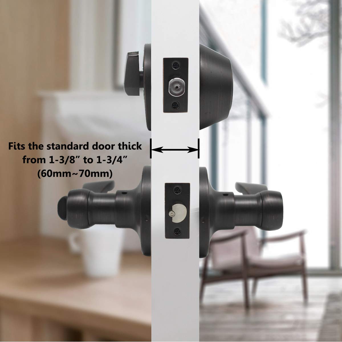 Gobrico 15-Piece Entry Door Lock Set - Single Cylinder Deadbolt & Exterior Front Door Lever Combo in Oil Rubbed Bronze (Keyed Alike) - Ideal for Home Security, Apartments, and Office Buildings