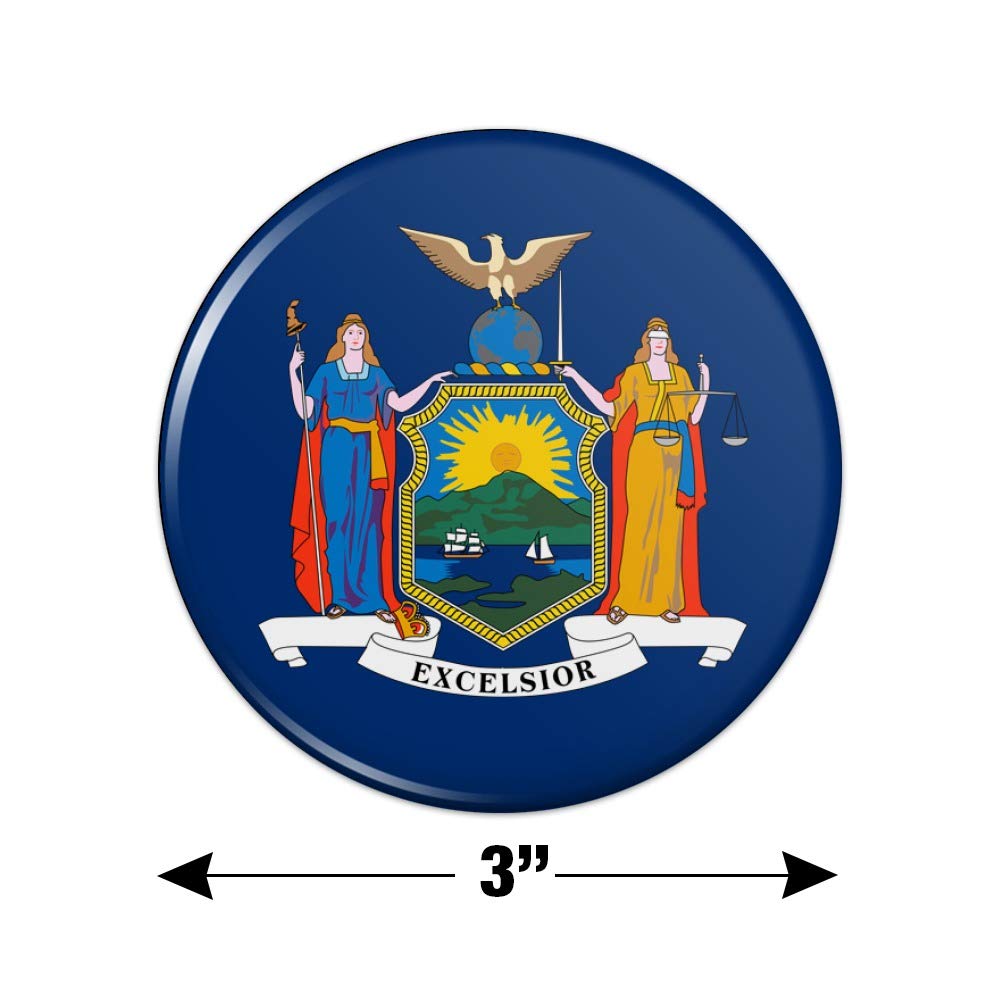 New York State Flag Refrigerator Magnet - Strong Kitchen Fridge Locker Button Decor for Home, Office, Dorm (Perfect for Displaying State Pride & Organizing Notes)