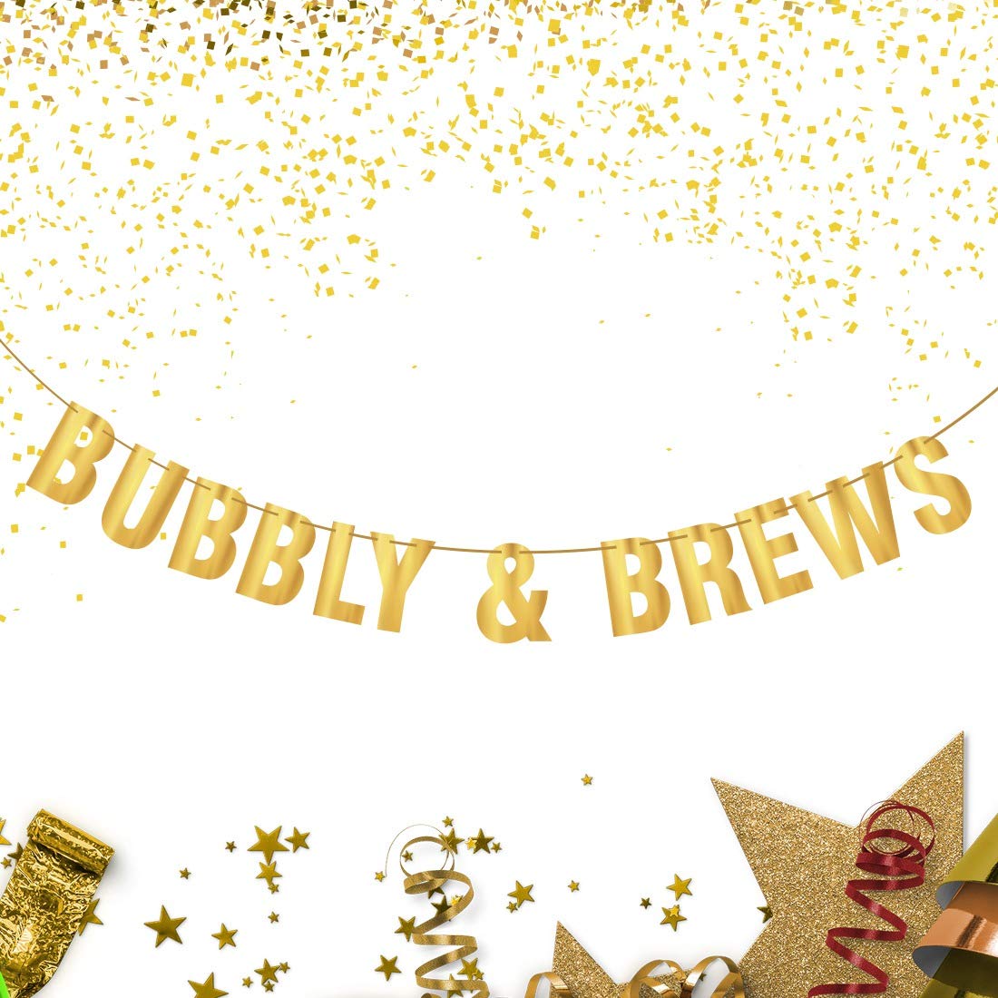 Bubbly & Brews Champagne Party Banner - Elegant Wedding, Engagement, Baby Shower & Bachelorette Party Decor | Hanging Celebration Banner for Beach Bridal Showers & Holiday Events | Perfect for Festive Gatherings & Gift Giving
