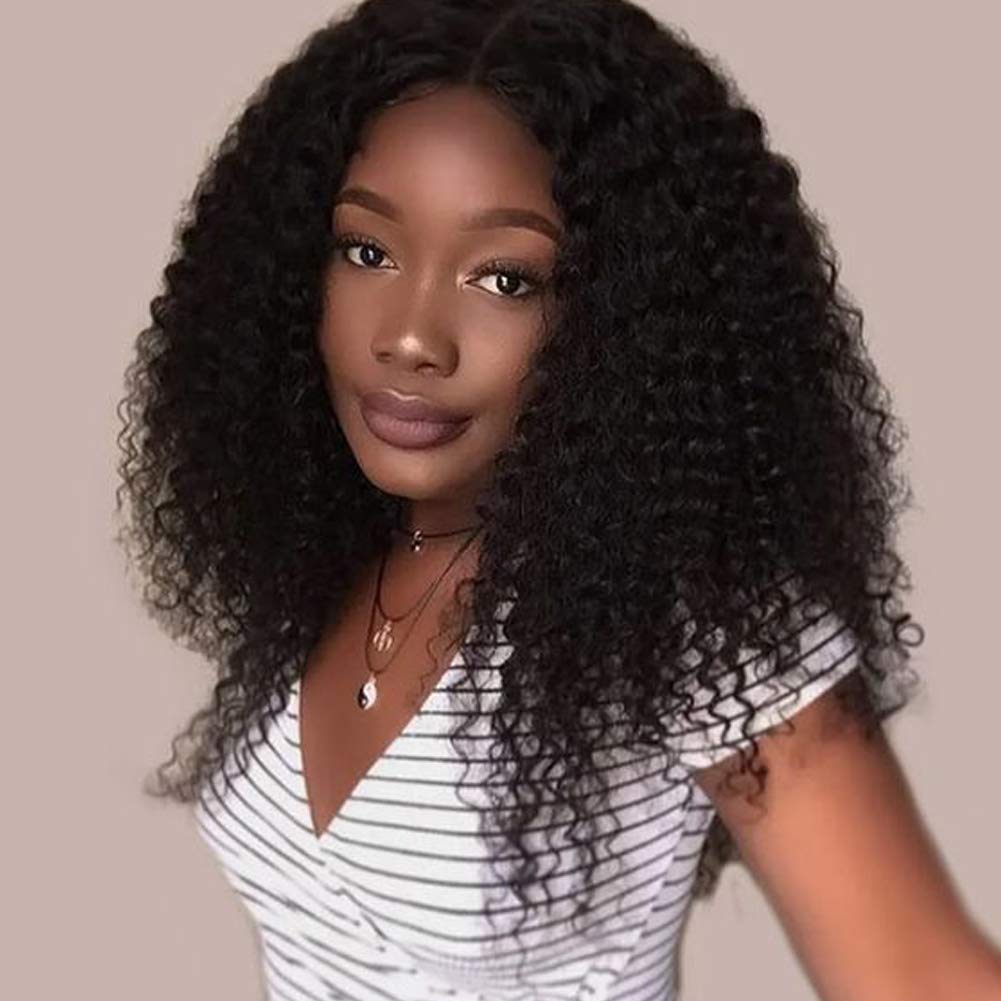10A Brazilian Human Hair 360 Lace Front Wig - Afro Kinky Curly Pre-Plucked with Baby Hair | 1B Off Black 16