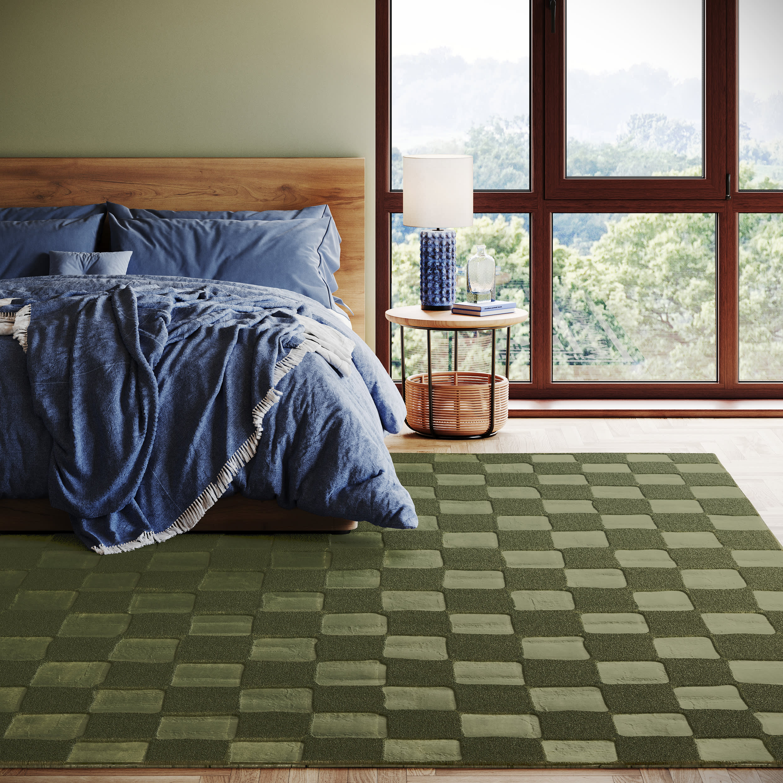 Soft Plush Textured Washable Rug - Green | Perfect for Living Room, Bedroom & Nursery | Cape May Collection