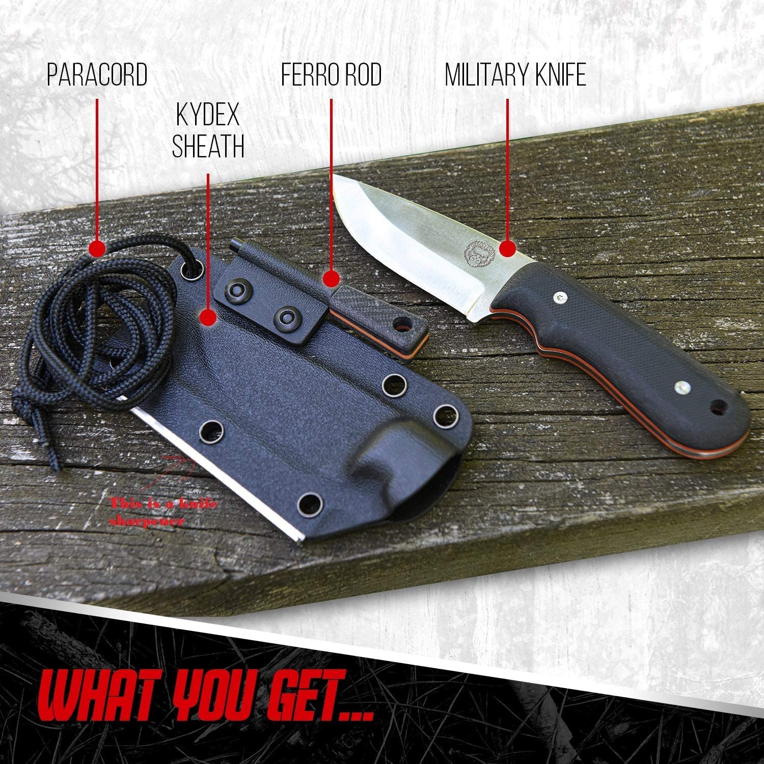 Premium 1095 High Carbon Steel Survival Knife & D2 Damascus Steel Neck Knife Gift Set - Outdoor Camping, Hunting, Hiking, EDC Tactical Gear