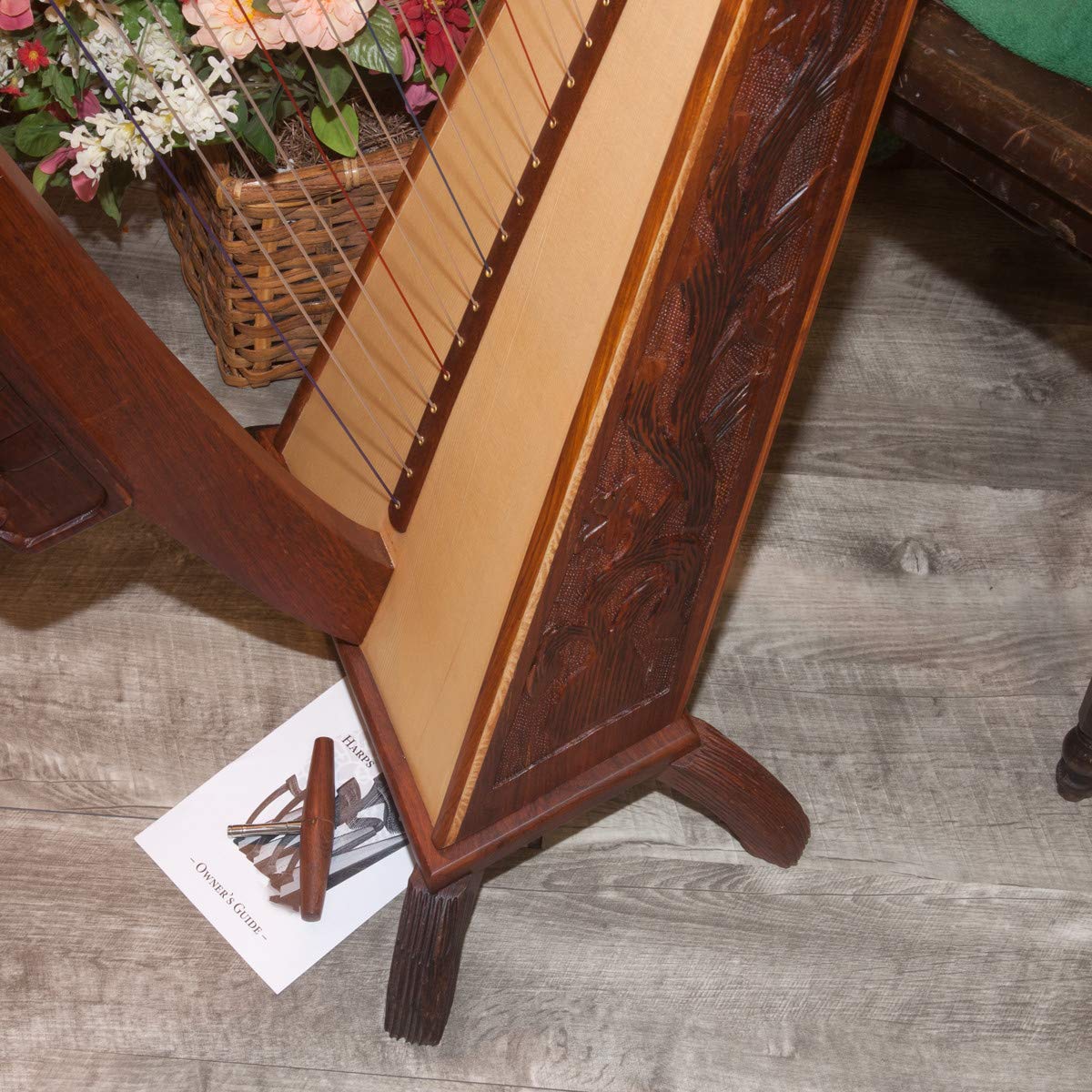 Roosebeck Woodlands 26-String Harp with Full Chelby Levers | Professional Celtic Folk Harp for Beginners & Musicians | Perfect for Home Concerts, Music Therapy & Wedding Performances