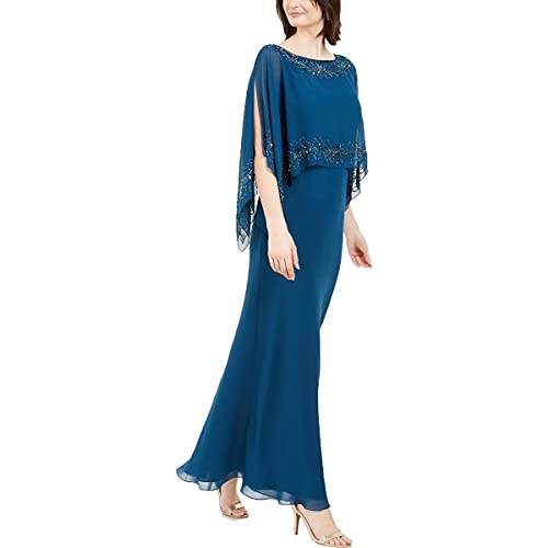Jkara Women's Elegant Embellished Evening Gown Dress - Navy Blue Size 8 | Formal Party Wear, Wedding Guest Dress, Prom Night & Special Occasion Outfit