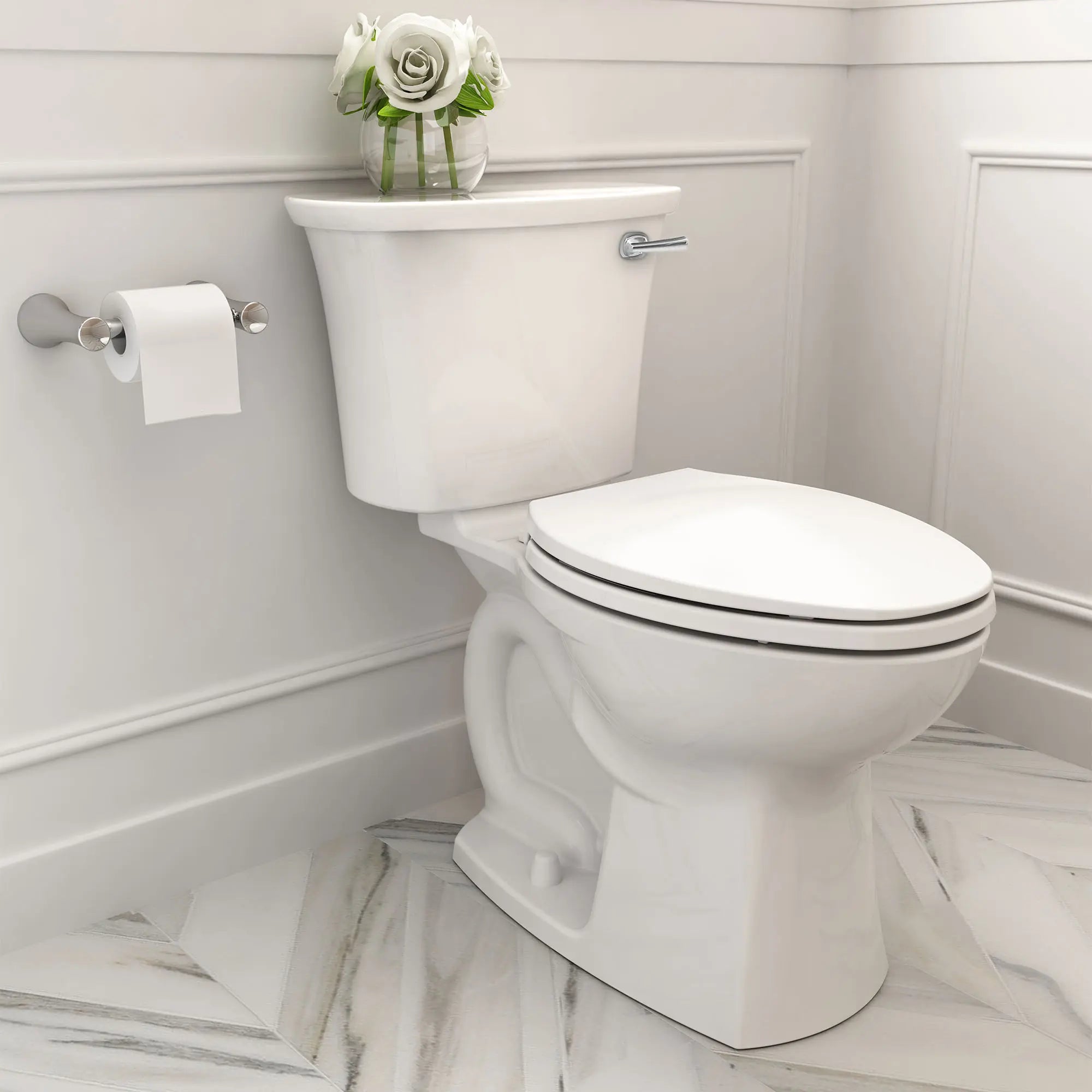 Edgemere® Two-Piece 1.28 GPF/4.8 LPF Water-Saving Elongated Toilet with Right-Hand Trip Lever - Chair Height Comfort, Perfect for Modern Bathrooms & Small Spaces