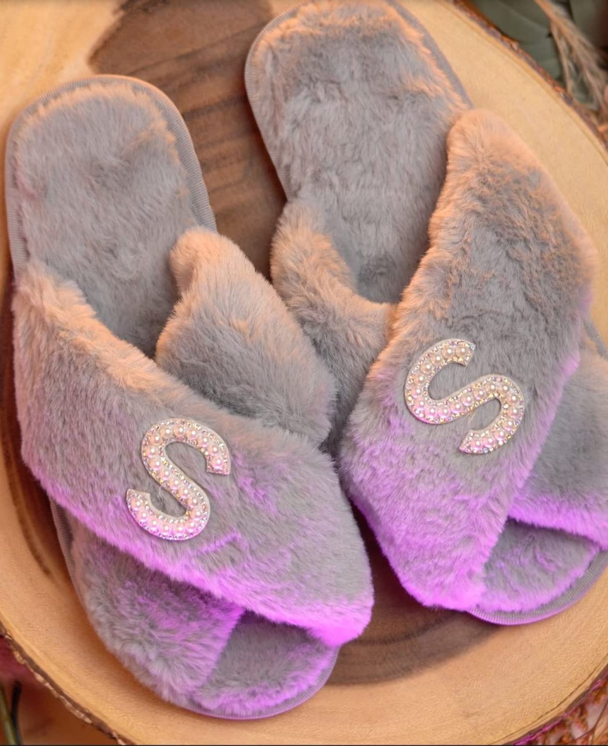 Personalized Fluffy Slippers for Women - Custom Christmas Gifts for Mom, Girlfriend & Bridesmaids - Cozy Bridal Party Slippers with Gift Box - Perfect for Holidays, Weddings & Relaxing at Home