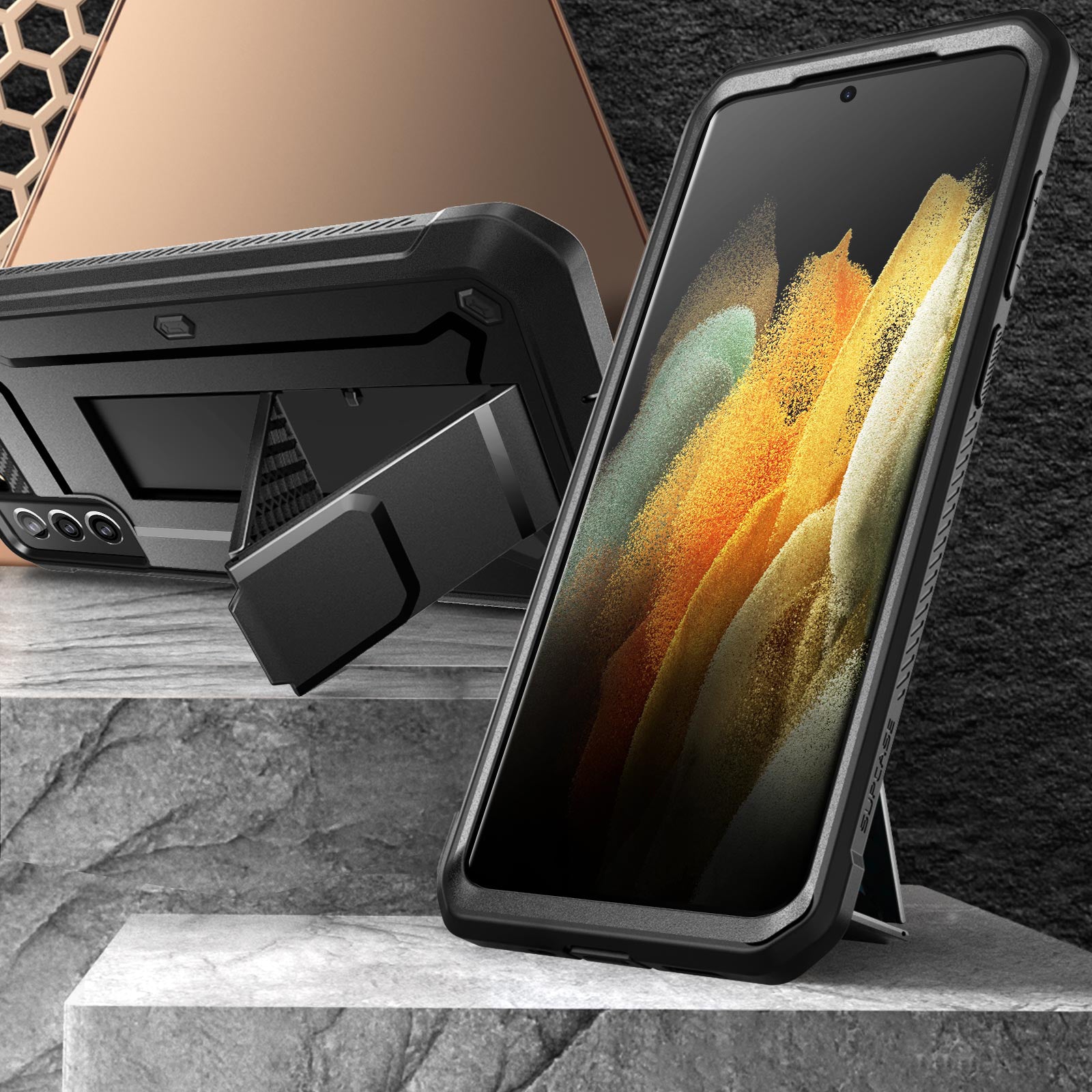 Samsung Galaxy S21 Plus Unicorn Beetle Pro Rugged Case - Heavy Duty Shockproof Cover with Screen Protector, Black | Perfect for Outdoor, Work & Extreme Sports Protection