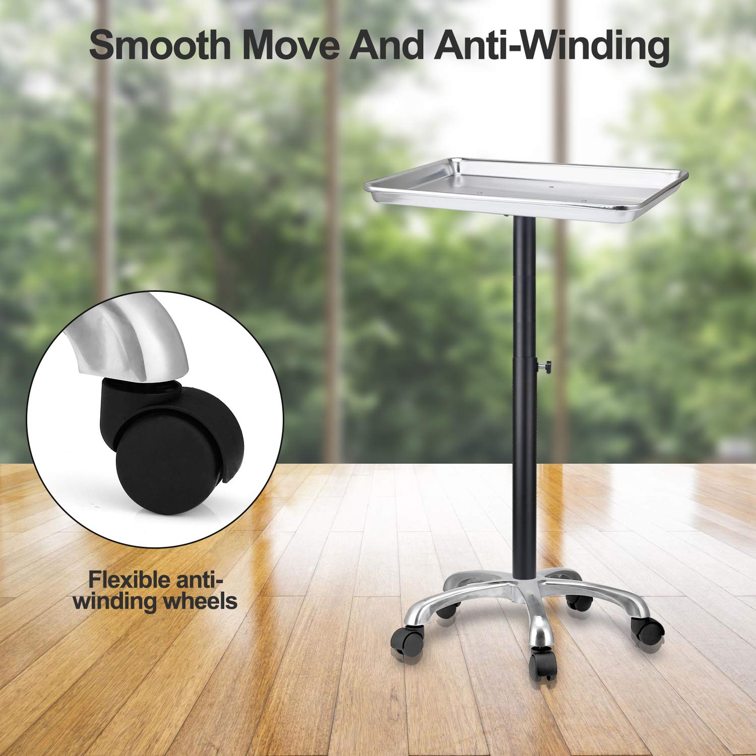 **Salon Tray with Metal Feet & Wheels - Adjustable Height, Non-Rusting Hair Color Tray - Perfect for Salon Styling, Hair Coloring & Mobile Beauty Services**