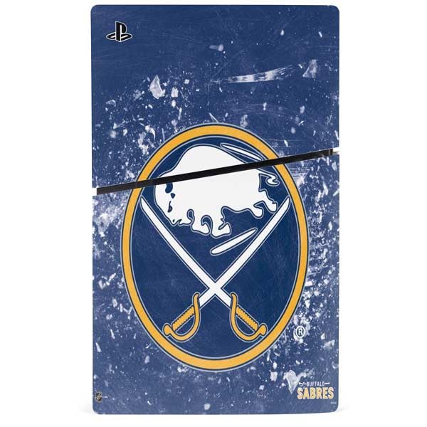 Officially Licensed NHL Buffalo Sabres Frozen Design PS5 Slim Disk Bundle Gaming Skin Decal | Custom Protective Cover for PlayStation 5 Console & Controller | Perfect for Hockey Fans & Gamers