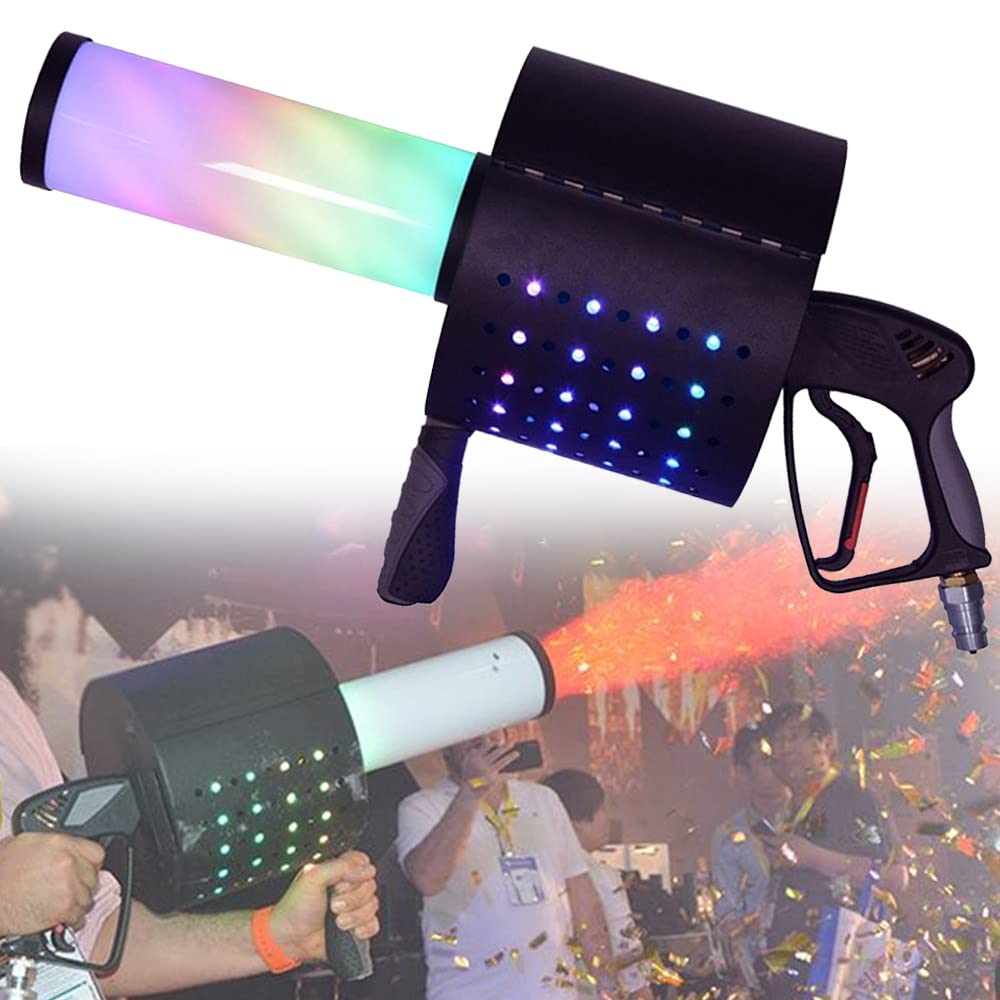 ZRZJBX Handheld CO2 Gas Column Gun - 7 Color LED Confetti Blaster with Fog Effect, 7-10M Shooting Range for Stage Shows, Parties & Events | Perfect for Weddings, Concerts & Nightclubs