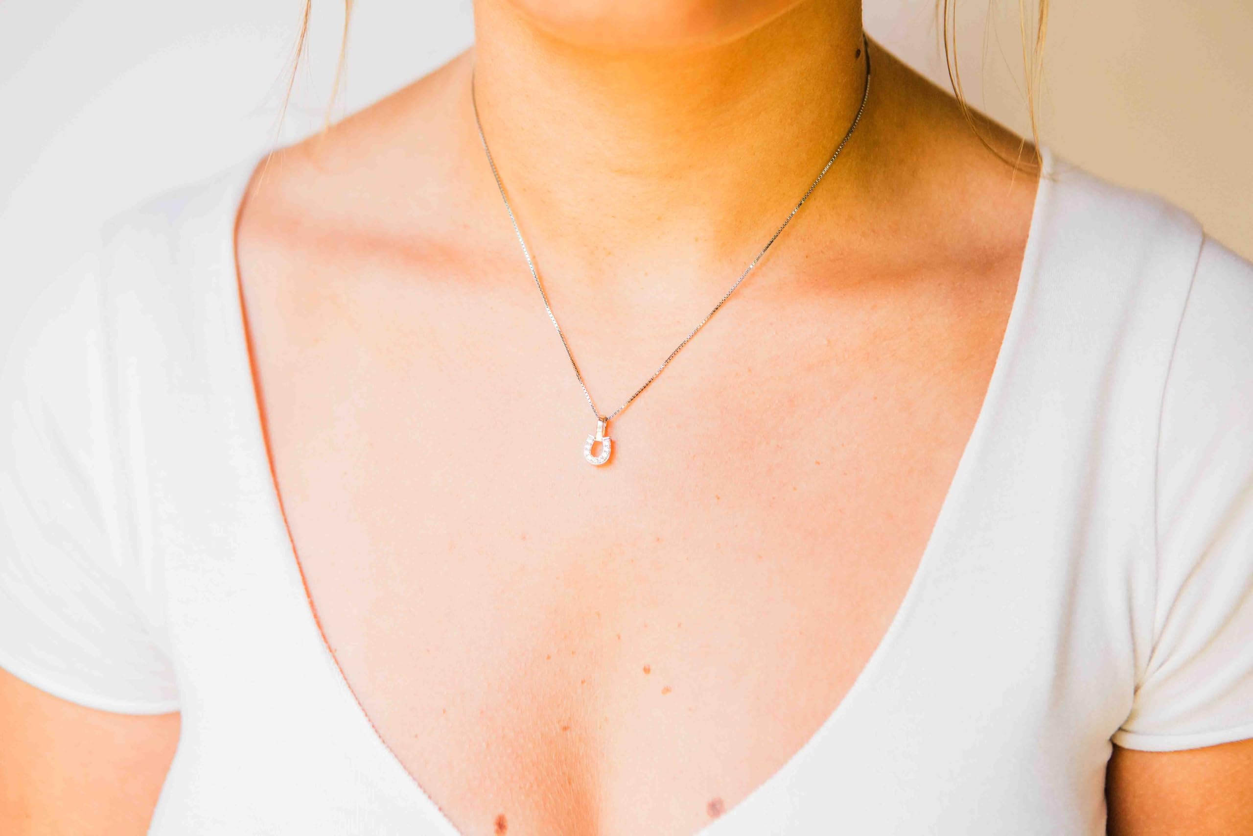 Kelly Herd Baby Horseshoe Pendant Necklace - Sterling Silver Charm for Newborns & Infants - Perfect Baby Shower Gift & Christening Keepsake
