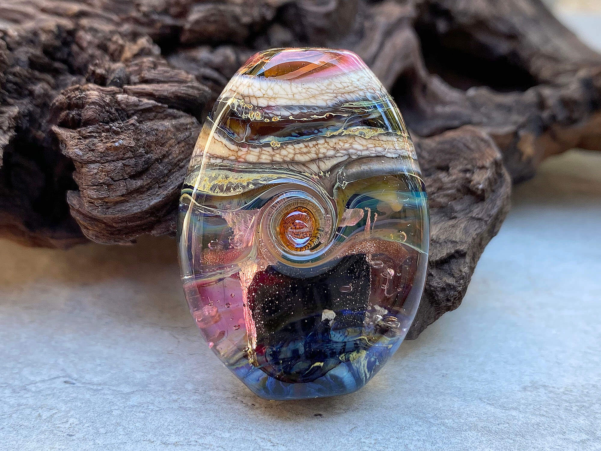 Fuchsia Pink Organic Lampwork Focal Bead SRA - Handmade Glass Bead for Jewelry Making, DIY Crafts & Beading Projects | Perfect for Necklaces, Bracelets & Earrings