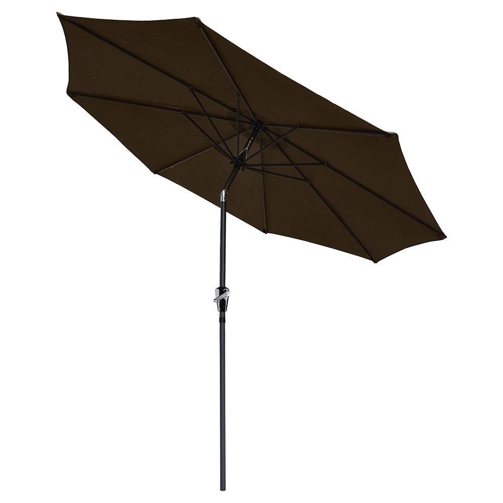 9' Tilt Patio Umbrella with Crank Handle - Dark Chocolate Outdoor Market Umbrella for Garden, Poolside & Backyard Sun Shade - Perfect for Patio Furniture, Beach Lounging & Outdoor Dining