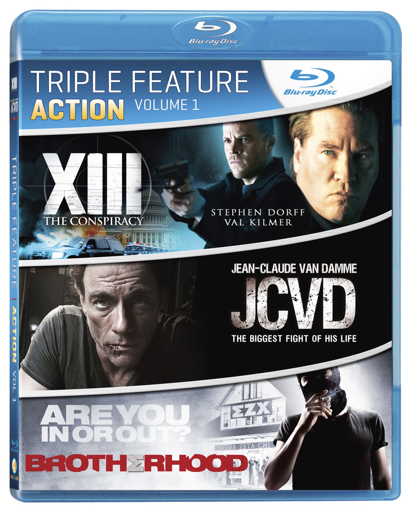 Action Triple Feature Vol. 1 (XIII: The Conspiracy / JCVD / Brotherhood) [Blu-ray] - 3 Exciting Action Movies in One Set | Perfect for Movie Nights & Action Film Collections