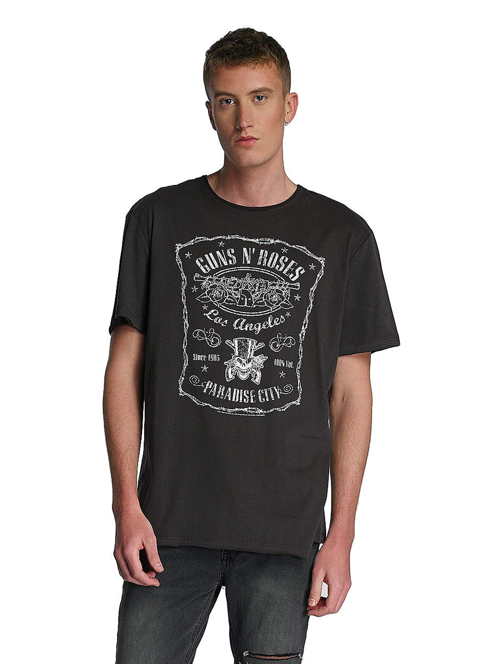 **Guns N Roses LA Paradise City Men's Charcoal Graphic T-Shirt XX-Large - Vintage Rock Band Tee for Concerts & Casual Wear**