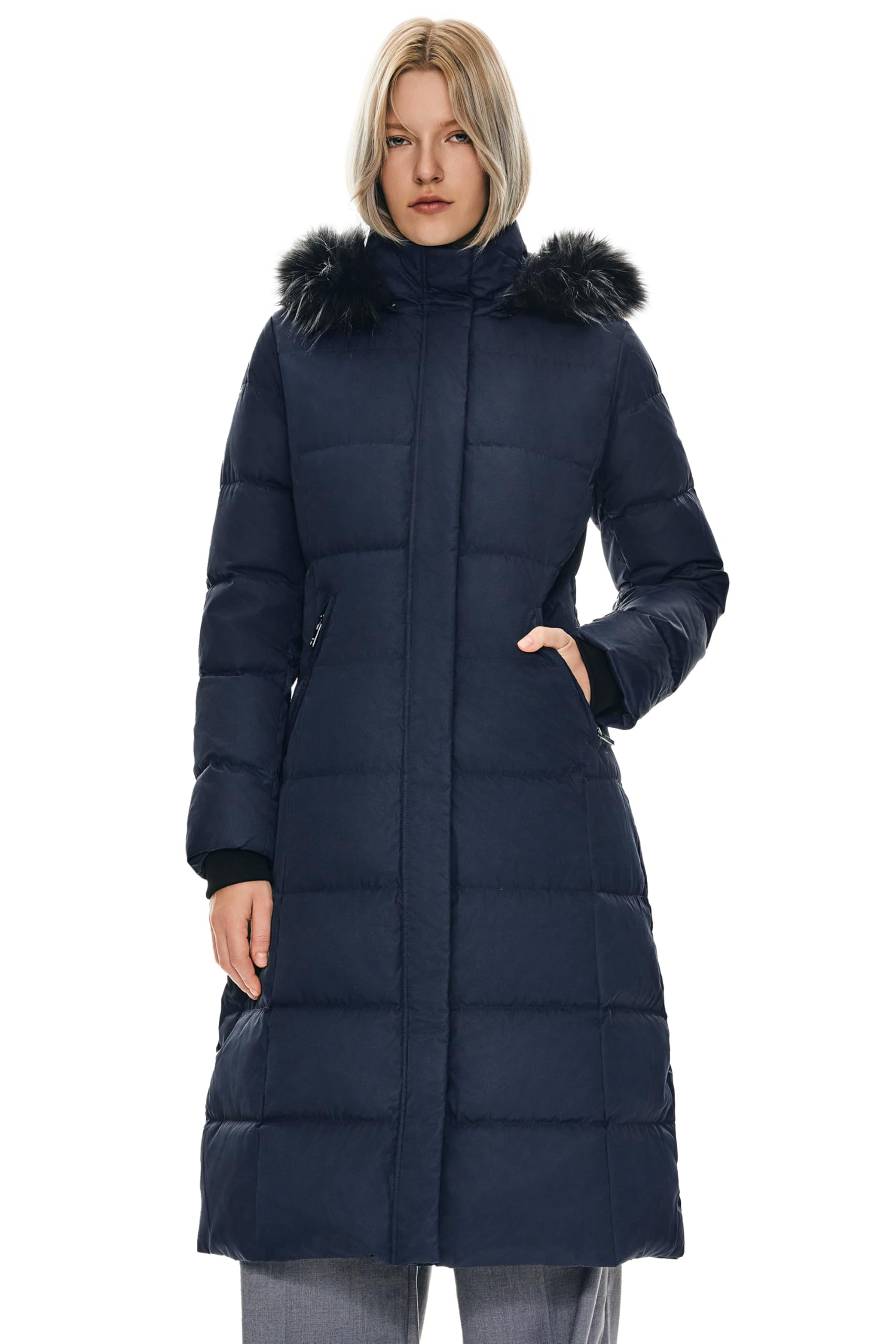 Orolay Women's Quilted Down Jacket - Winter Long Coat with Hood & Stand Collar, Warm Parka for Cold Weather | Perfect for Snow, Skiing & Outdoor Activities