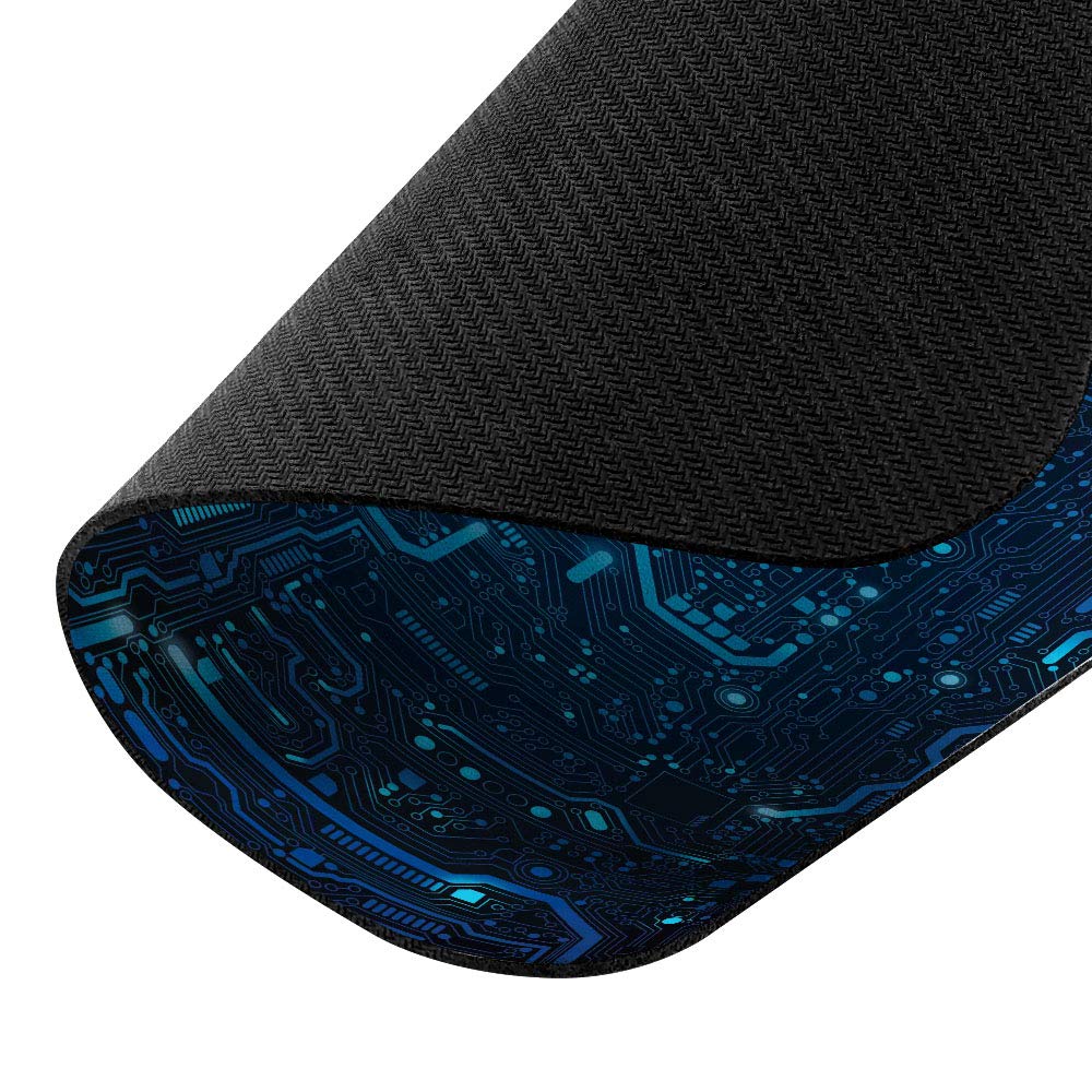 FINCIBO Extra Large Non-Slip Rectangle Mouse Pad - Blue Circuit Board Design for Gaming, Office & Home Use - Perfect for PC, Laptop & Computer Workstations