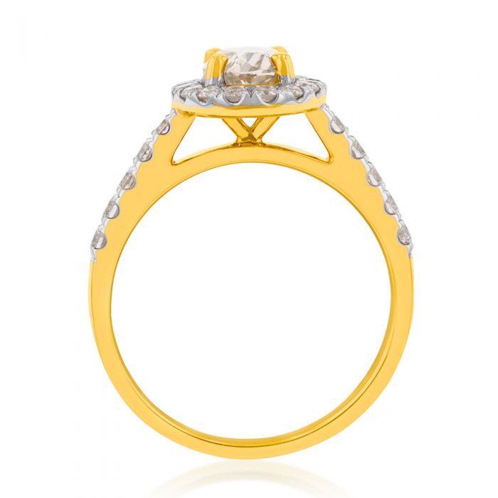 18ct Yellow Gold 1.50 Carat Diamond Ring with 1 Carat Oval Australian Diamond - Elegant Engagement & Wedding Ring for Women - Perfect for Proposals, Anniversaries & Special Occasions