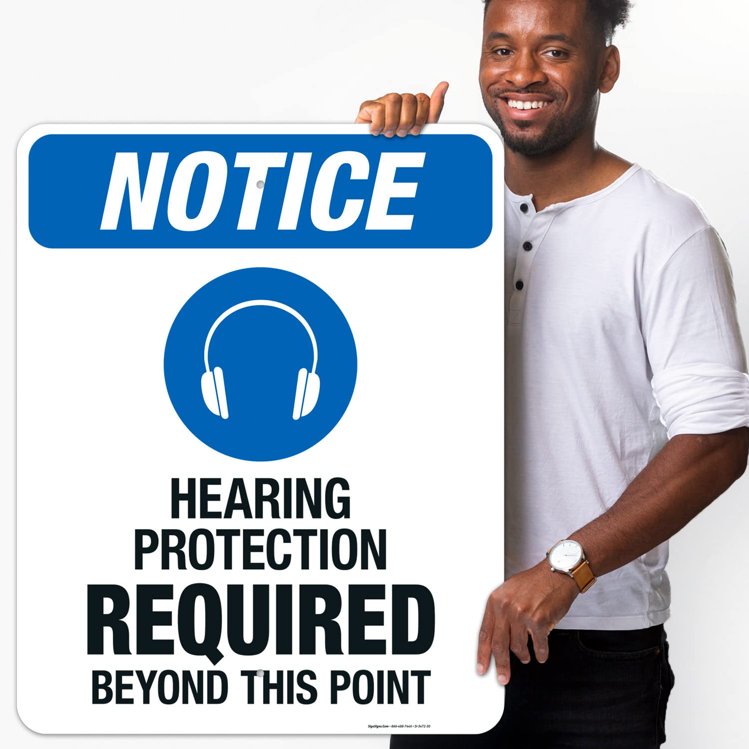 OSHA Compliant 'Hearing Protection Required Beyond This Point' Safety Sign - 24x30 Inches Rust-Free .063 Aluminum - Fade Resistant for Indoor/Outdoor Use - Made in USA - Ideal for Construction Sites, Factories & Industrial Areas
